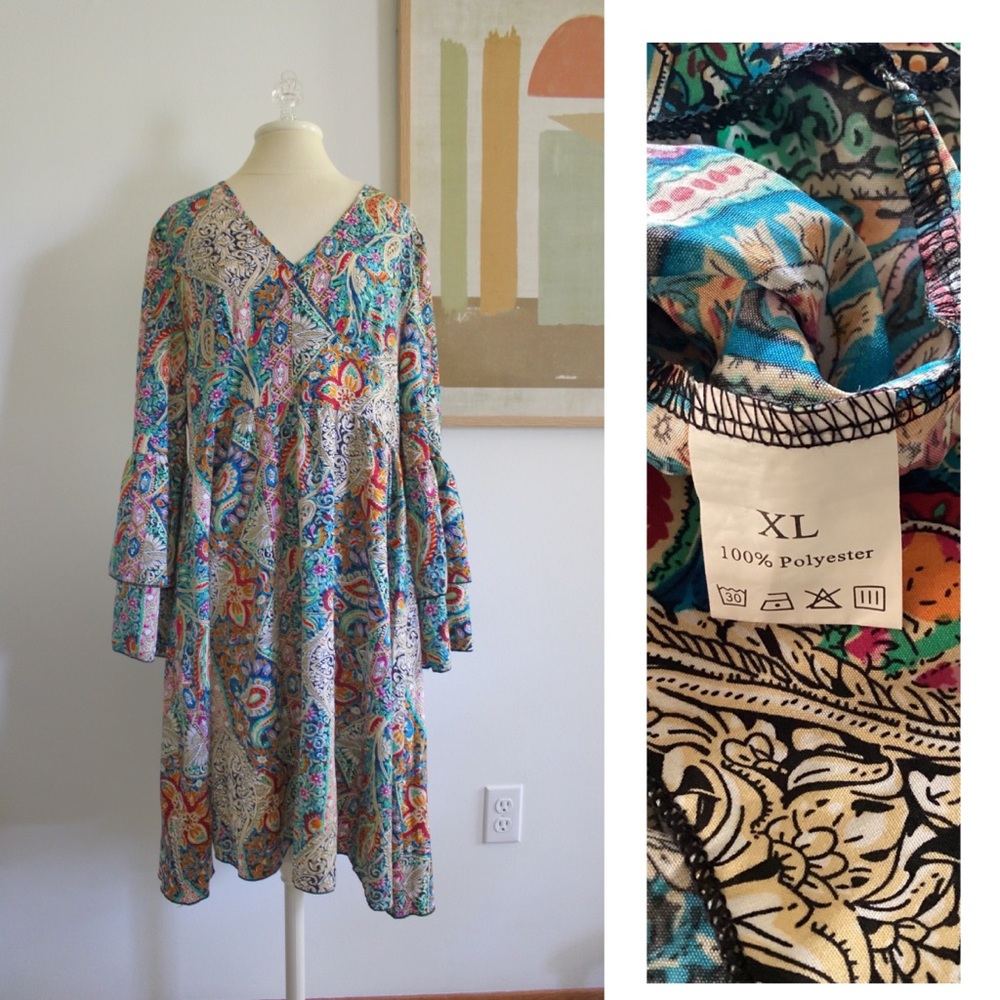 Preowned Bohemian Ruffle Sleeve Oversized Dress XL